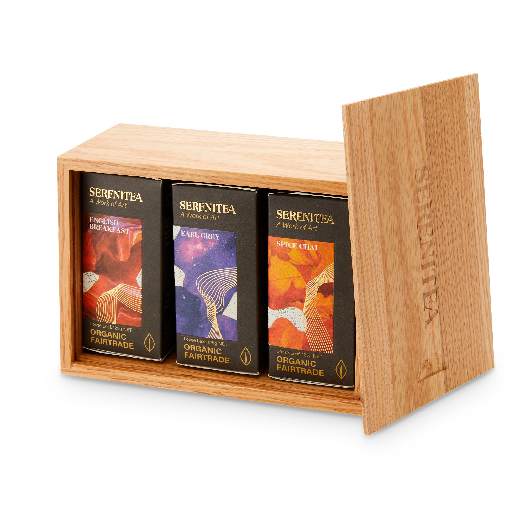 Wooden Gift Box filled with Herbal Tea x3